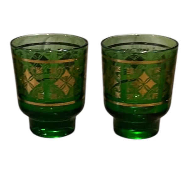 Vintage Mid Century Italian set of4 aperitif/shot glasses In emerald Green - Picture 3 of 8